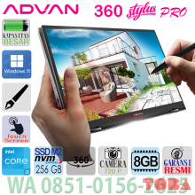 ADVAN LAPTOP 360 STYLUS PRO INTEL CORE i3 MEMORY 8GB - SSD 256GB - FHD 14 INCH  - CAMERA 720P - WIN 11- OHS - A3S-L24-Fi3AD1
