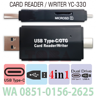 CARD READER DUAL DRIVE TYPE C USB 3.0 4IN1 YC-330 - HITAM - CRD-TCU-3YC330