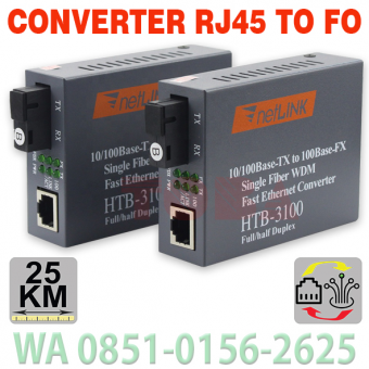 CONVERTER RJ45 TO FIBER OPTIC JTB-3100 A+B 25KM - CON-HTB-3100AB