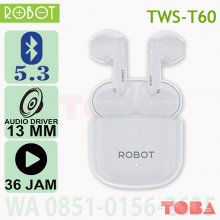 EARPHONE AIRBUDS ROBOT T60 BLUETOOTH 5.3 - BLACK - ABD-RBT-T60B53