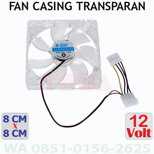 FAN CASING 8 X 8 CM TRANSPARAN + LED - FAN-CAS-08CMTR