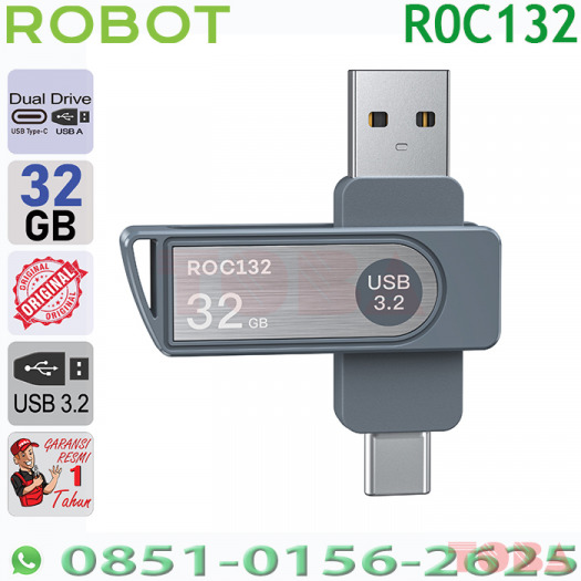 FLASHDISK 32GB DUAL DRIVE ROBOT TYPE C ROC132 USB 3.2 - FDD-R32-ROC132
