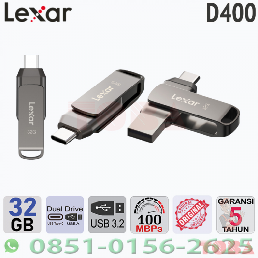FLASHDISK LEXAR JUMPDRIVE D400 32 GB USB 3.2 - FDD-LXR-32D400