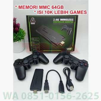 GAME STICK WIRELESS 2.4G CONTROLER LITE 4K + GAMEPAD WIRELESS DOUBLE + 10.000 GAME ON TF64GB - GST-LTE-WCG24G