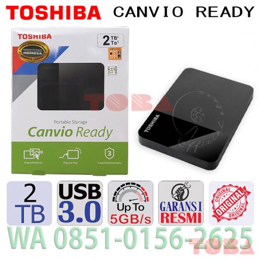 HARDDISK EKSTERNAL TOSHIBA CANVIO READY 2 TERRA USB 3.0 - RESMI - HDE-TSB-2TBCVR