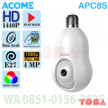 iP CAMERA ACOME APC8S COLOR NIGHT VISION PTZ E27 FHD 1440P - PUTIH - WLC-ACM-APC8SW