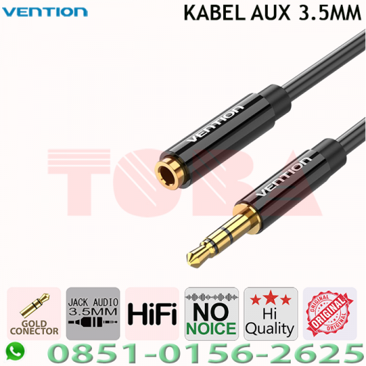 KABEL AUDIO AUX 3.5MM MALE FEMALE VENTION 1 METER - KAU-VEN-35MF1M