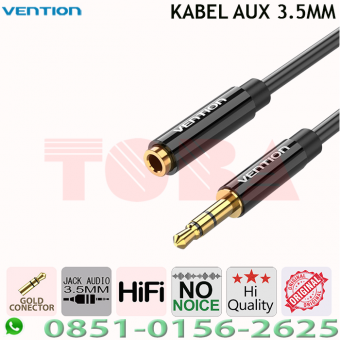 KABEL AUDIO AUX 3.5MM MALE FEMALE VENTION 1 METER - KAU-VEN-35MF1M