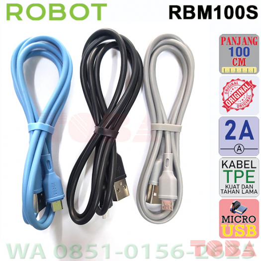 KABEL DATA MICRO USB ROBOT RBM100 II 2.1A 100CM WARNA - KBD-RRB-M100II