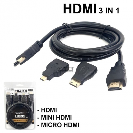 KABEL HDMI TO HDMI 3-iN-1 M-TECH MINI, MICRO HDMI 1.5M - KBH-DMT-3iN150