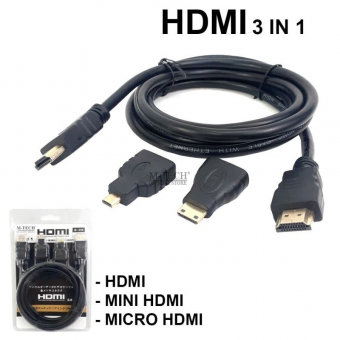 KABEL HDMI TO HDMI 3-iN-1 M-TECH MINI, MICRO HDMI 1.5M - KBH-DMT-3iN150