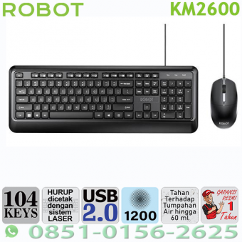 KEYBOARD + MOUSE ROBOT KM2600 - HITAM - KMW-RBT-KM2600