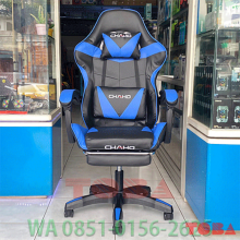 KURSI GAMING CHAHO 373 BLACK BLUE + FOOTREST - KGM-CHA-373BBF