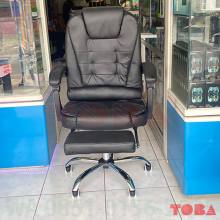 KURSI KANTOR 1030 KULIT HIDROLIS + FOOT REST - HITAM - KRS-KTB-1030BK