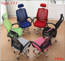 KURSI KANTOR HIDROLIS 777 + SANDARAN KEPALA - BIRU