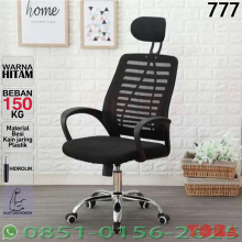KURSI KANTOR HIDROLIS 777 + SANDARAN KEPALA - HITAM - KRS-KTB-777BLK