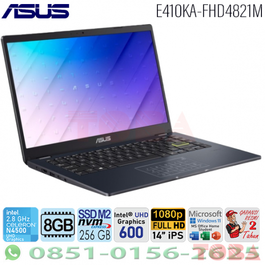 LAPTOP ASUS E410KA-FHD4821M DC N4500/8GB/256GB WIN11 OHS 14inch FHD BLACK - E41-0KA-D4821M