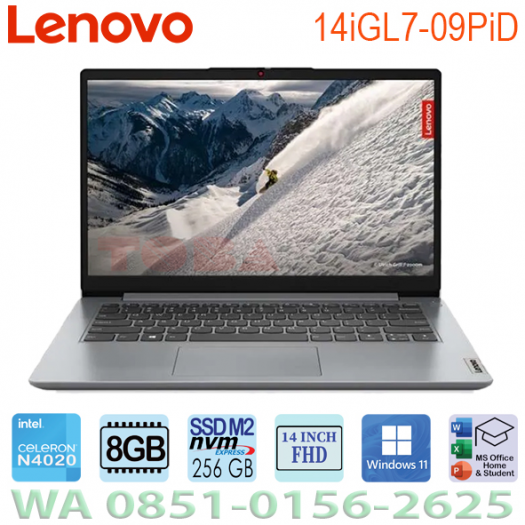 LAPTOP LENOVO iDEAPAD 1 14iGL7 09PiD iNTEL N4020 DDR4-8GB - SSD256GB - 14 INCH - WIN11 + OHS - GREY - NBL-iP1-9PiD8G