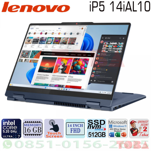 LAPTOP LENOVO IDEAPAD 5 14IAL10 03AID U7-255U - 16GB - SSD 512GB - WIN11 14 INCH WUXGA BLUE TOUCH - NBL-iP5-3AiDU7