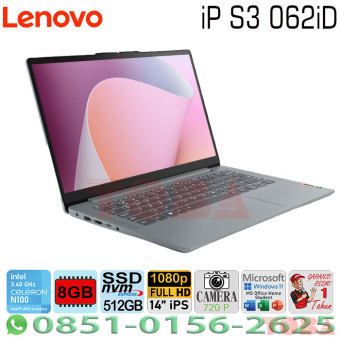 LAPTOP LENOVO IDEAPAD SLIM 3 062ID INTEL N100 MEMORY 8GB - SSD 512GB - WIN11 OHS 14inch FHD GREY - NBL-iS3-62iDN1