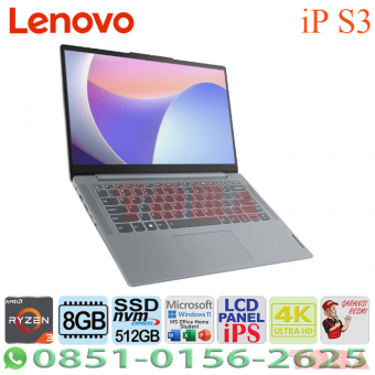 LAPTOP LENOVO IDEAPAD SLIM 3 08JID AMD R3-7320U MEMORY 8GB - SSD 512GB - WIN11 + OHS - 14inch FHD GREY - NBL-iS3-8JiDR3