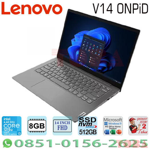 LAPTOP LENOVO V14 ONPiD iNTEL CORE i3-1215u RAM 8 GB - SSD512GB - WIN11 + OHS - 14 INCH FHD GREY - NBL-V14-NPIDi3