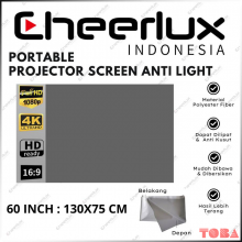 LAYAR PROYEKTOR CHEERLUX TEMPEL DINDING ANTI SILAU DAPAT DILIPAT 16:9 60 INCH - LYR-CHE-16960I