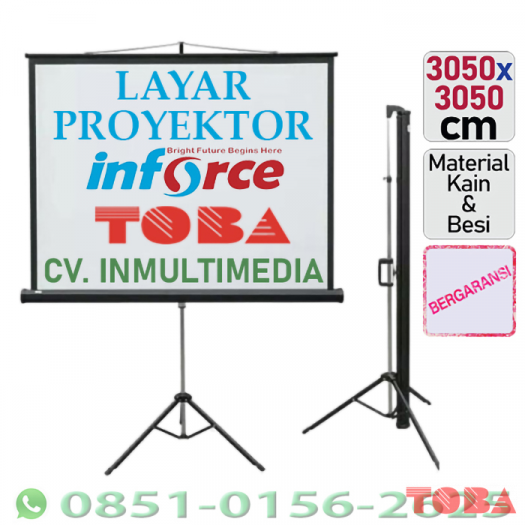 LAYAR PROYEKTOR TRIPOT INFORCE 120 INCH 1:1 3050 X 3050 CM - LYR-INF-T12011