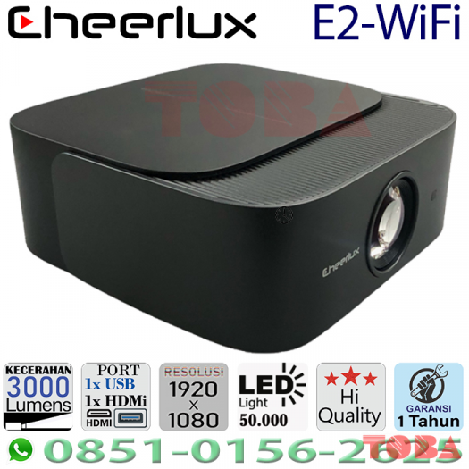 LCD PROYEKTOR CHEERLUX E2 WIFI FHD 1920 X 1080 3000 LUMENT - PRY-CHE-E2WF30