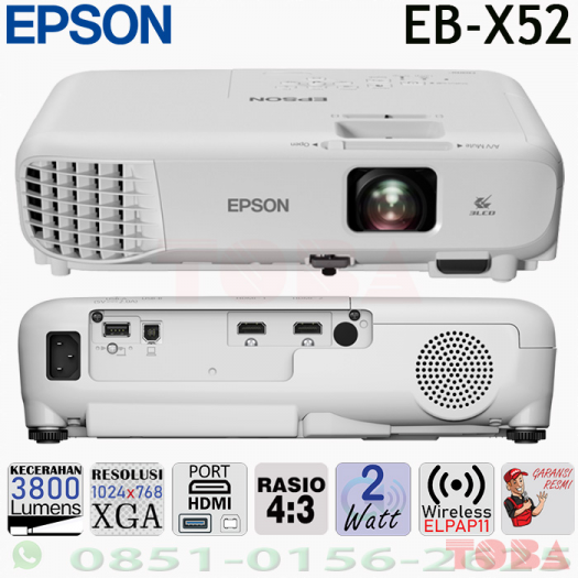 LCD PROYTEKTOR EPSON EB-X52 XGA 3800 ANSI HDMI - PRY-EPS-EBX52H