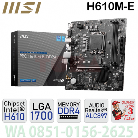 MAINBOARD MSI H610M-E LGA1700 CORE BOOST GEN12 - GEN 13 - MNB-MSi-H610ME