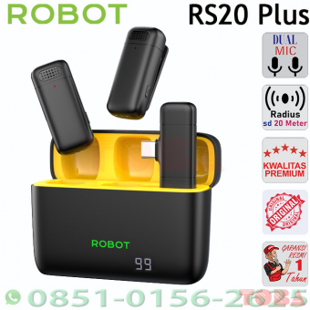 MICROPHONE WIRELESS CLIP ON ROBOT RS20 PLUS DUAL MIKROFON TYPE C BLACK - MWC-RBT-RS20PL