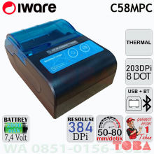 MINI PRINTER BLUETOOTH IWARE C58MPC + BATTREY - PRN-IWR-C58MPC