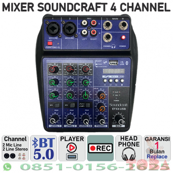 MIXER AUDIO SOUNDCRAFT EFX4 4 CHANNEL USB - MiX-SCR-4CEFX4