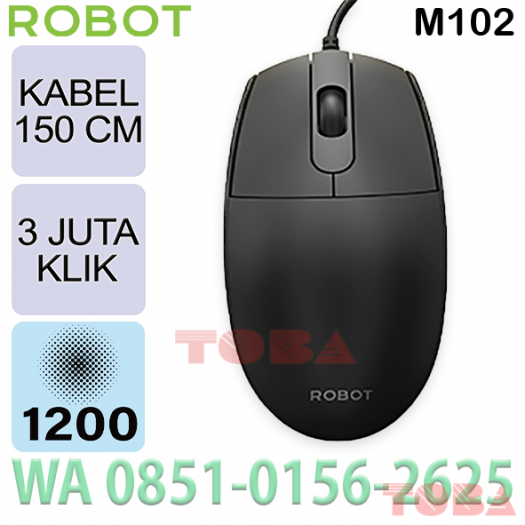 MOUSE KABEL ROBOT M102 1200 DPi HITAM - MSK-RBT-M102BK