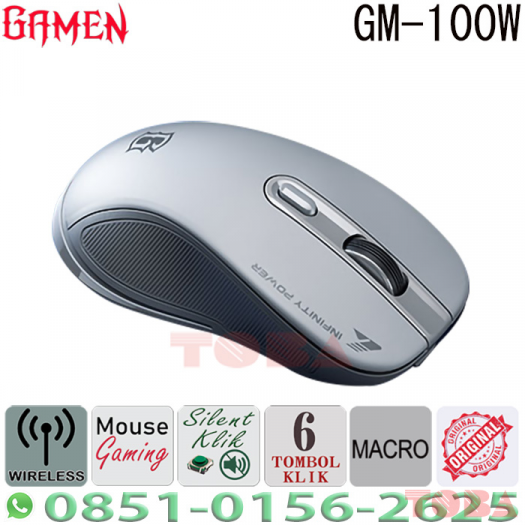 MOUSE WIRELESS GAMING GAMEN GM210W 1600DPI BATTREY RECHARGE WHITE - MWG-GMG-M100WW