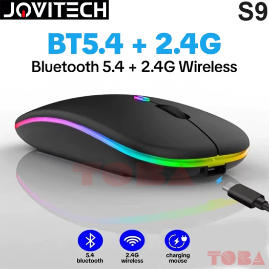 MOUSE WIRELESS JQVITECH DUAL MODE 2.4G + BT 5.4 S9 1600 DPI BATTREY RECHARGE - MWB-DMS-LKJQVS9