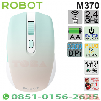 MOUSE WIRELESS ROBOT M370 SILENT 3200 DPi GREEN - MSW-RBT-M370GR