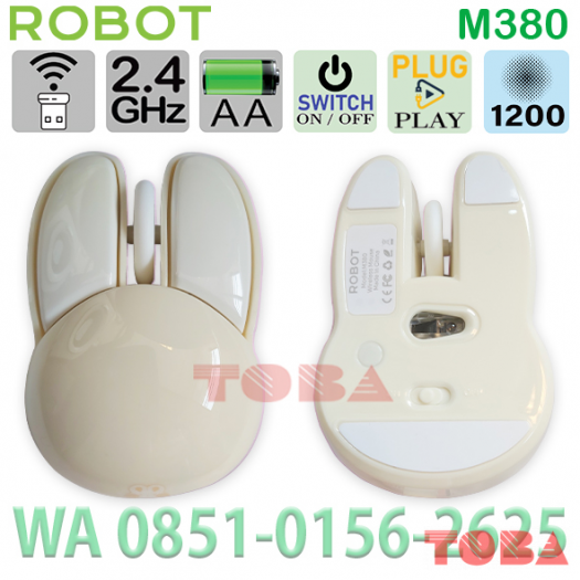 MOUSE WIRELESS ROBOT M380 RABIT SILENT KLIK CREAM - MSW-RBT-M380BG