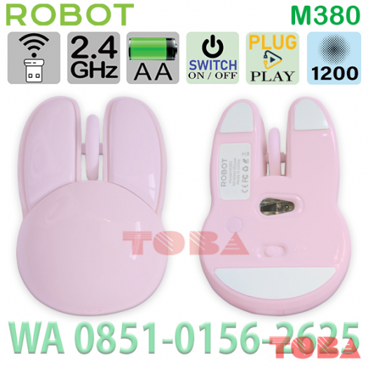 MOUSE WIRELESS ROBOT M380 RABIT SILENT KLIK PINK - MSW-RBT-M380PK