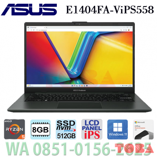 NOTEBOOK ASUS E1404FA-VIPS558 AMD R5-7520U MEMORY 8GB - SSD512GB - WIN11 - FHD 14 INCH  - MIXED BLACK - E14-04F-iPS558