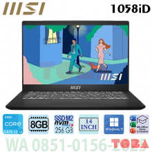 NOTEBOOK MSI MODERN 14 C12MO-1058iD i3-1215U  MEMORY 8GB - SSD 256GB - WIN11 + OHS - 14inch IPS - BLACK - MSi-M14-1058iD