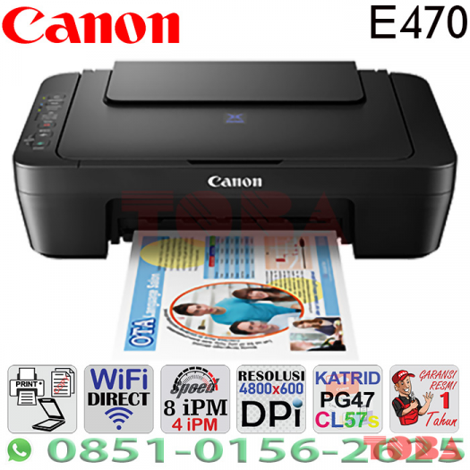 PRINTER CANON PIXMA E470 PRINT SCAN COPY WiFi - PRN-CNN-E470WF