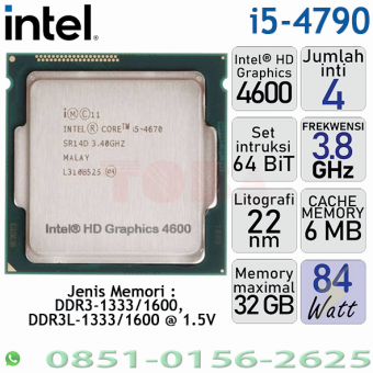 PROCESSOR INTEL CORE i5-4670 LGA1150 3.8GHZ CAHCE 6MB - TRAY NON FAN - PRC-iNT-4670TR