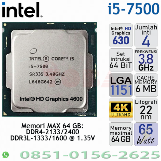 PROCESSOR INTEL CORE i5-7500 TRAY LGA 1151 - POi-TCi-57500T