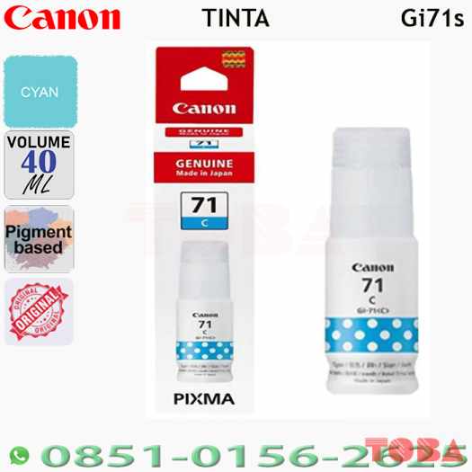 REFILL INK TINTA PRINTER CANON GI 71S CYAN 40ML ORIGINAL - REF-CNN-Gi71SC