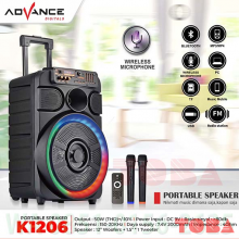 SPEAKER PORTABLE ADVANCE K1206 BLUETOOTH + MICROPHONE 30WRMS - SPK-ADV-K1206P