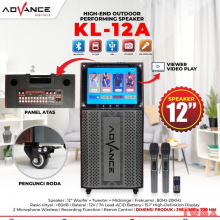 SPEAKER PORTABLE BLUETOOH WITH LCD ADVANCE KL-12A + 2 PCS MICROPHONE WIRELESS - SPK-ADV-KL12AP