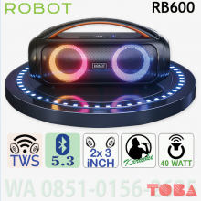 SPEAKER ROBOT RB600 DOULBE 3INCH RGB KARAOKE + MIC BR 5.3 IPX5 - SPK-RBT-RB600B