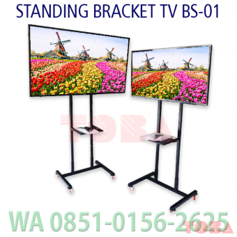STAND LCD TV  BREKET BS01 + RODA - S UKURAN LCD 40 - 65 INCH - BRC-STD-RL4065